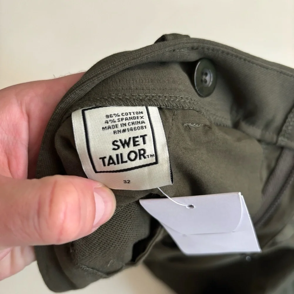 Swet Tailor Men’s 8” Everyday Chino Short Army Green Size 32 New